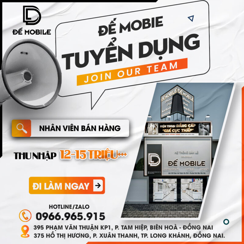 tuyển dụng nhân viên bán hàng tại Đế Mobile Biên Hòa và Long Khánh